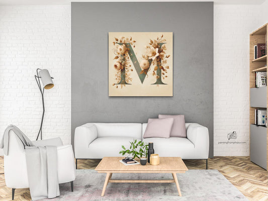 Diamond Paint - Bogstav M - Blomstermønster