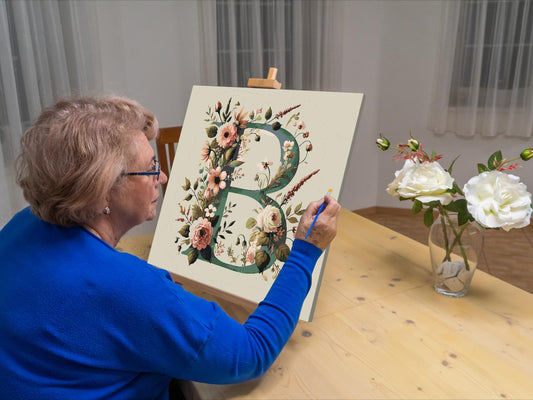 Paint by number - Bogstav B - Blomstermønster