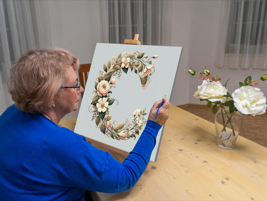 Paint by number - Bogstav C - Blomstermønster