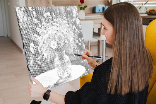 Dotting - Buket i blå toner