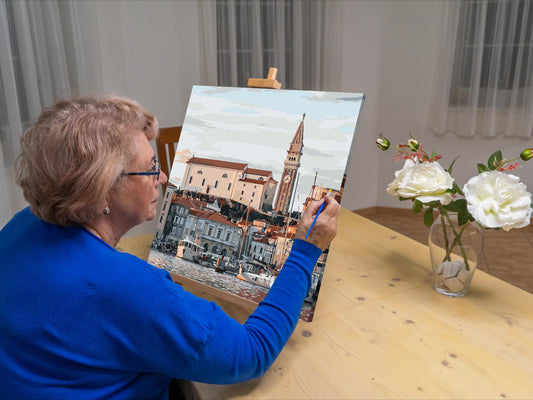 Paint by number - Byen Piran ved skumringstid - Slovenien