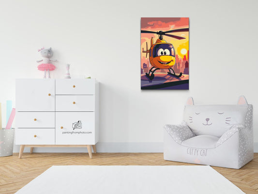 Paint by number - Gul helikopter til børn