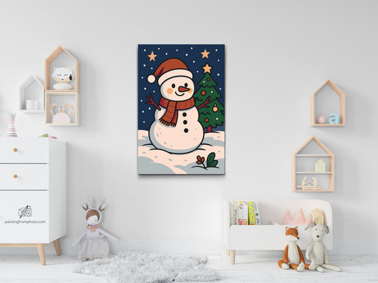 Paint by number - Snemand ved juletræet