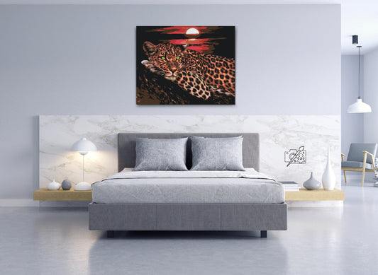 Paint by number - Leopard ved solnedgang