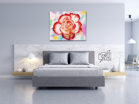 Diamond Paint - Rose på en farverig baggrund