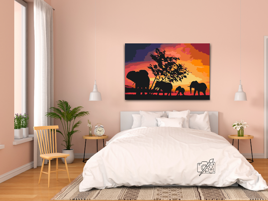 Paint by number - Elefanter på Savannah