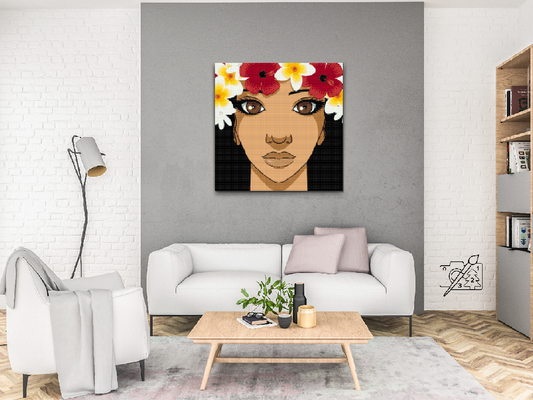 Diamond Paint - Kvinde med blomsterkrans