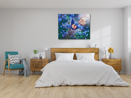 Diamond Paint - Sommerfugl på en blå blomst