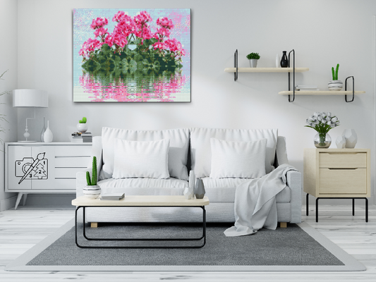 Diamond Paint - Pelargonier på vandet