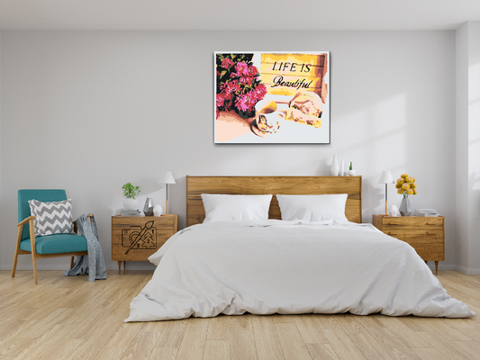 Paint by number - Blomster og en kop kaffe