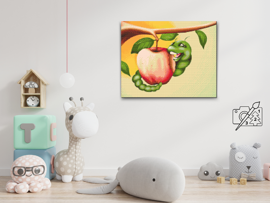 Diamond Paint - Larven spiser et æble