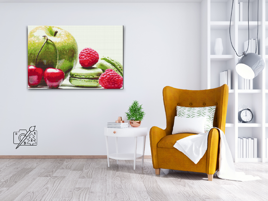 Diamond Paint - Frugter og makron