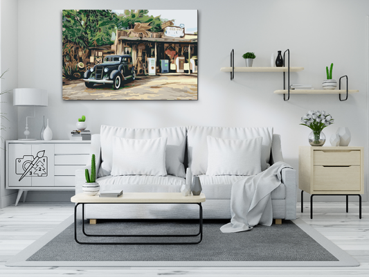 Paint by number - Bil ved pumpen