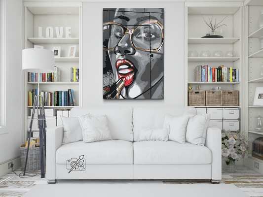 Paint by number - Læbestift og guldbriller