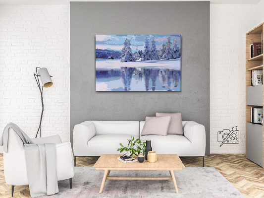 Paint by number - Snedækket landskab