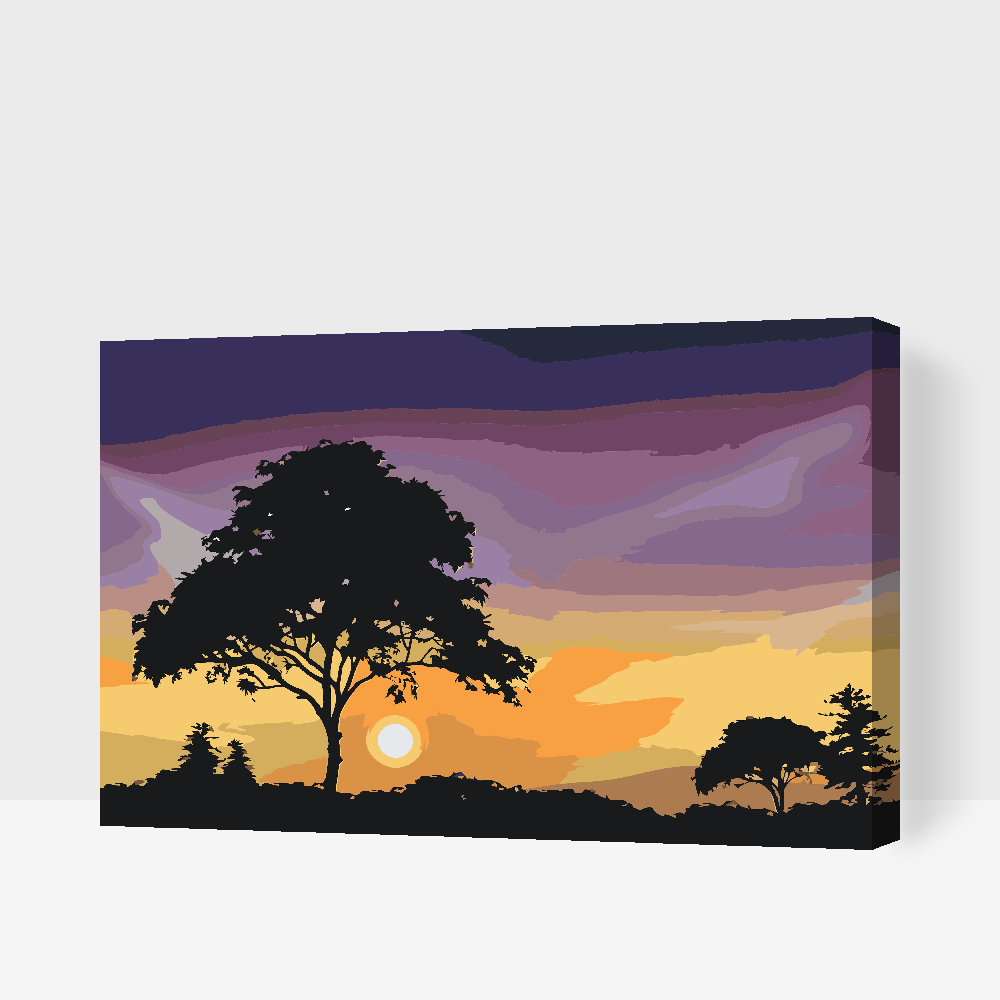 Paint by number - Natur ved solnedgang