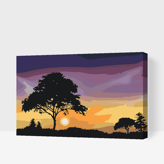 Paint by number - Natur ved solnedgang