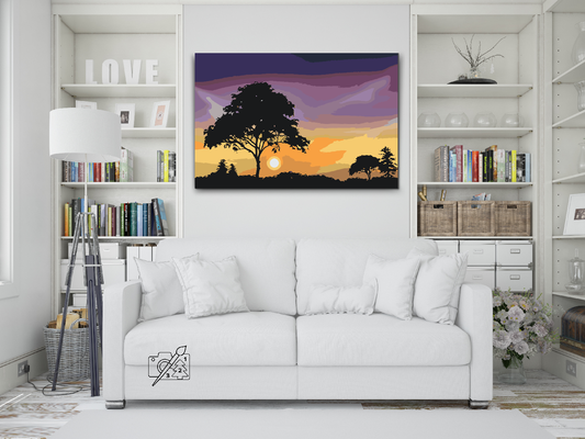 Paint by number - Natur ved solnedgang