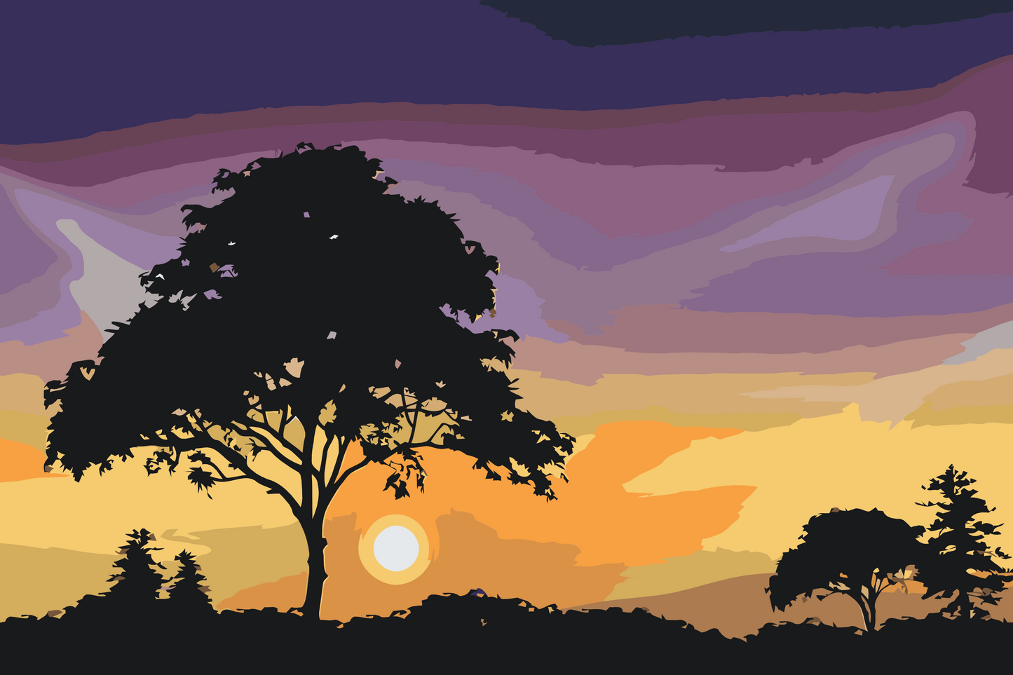 Paint by number - Natur ved solnedgang