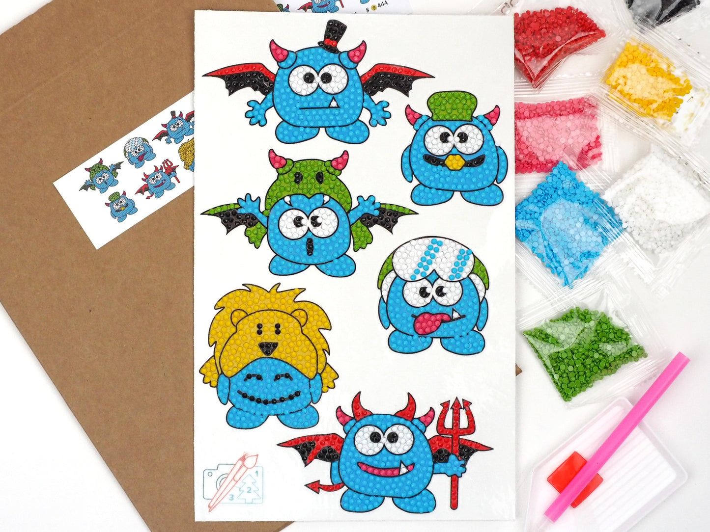 Diamond Painting Sticker - Diamond painting sticker - Blå Monstre