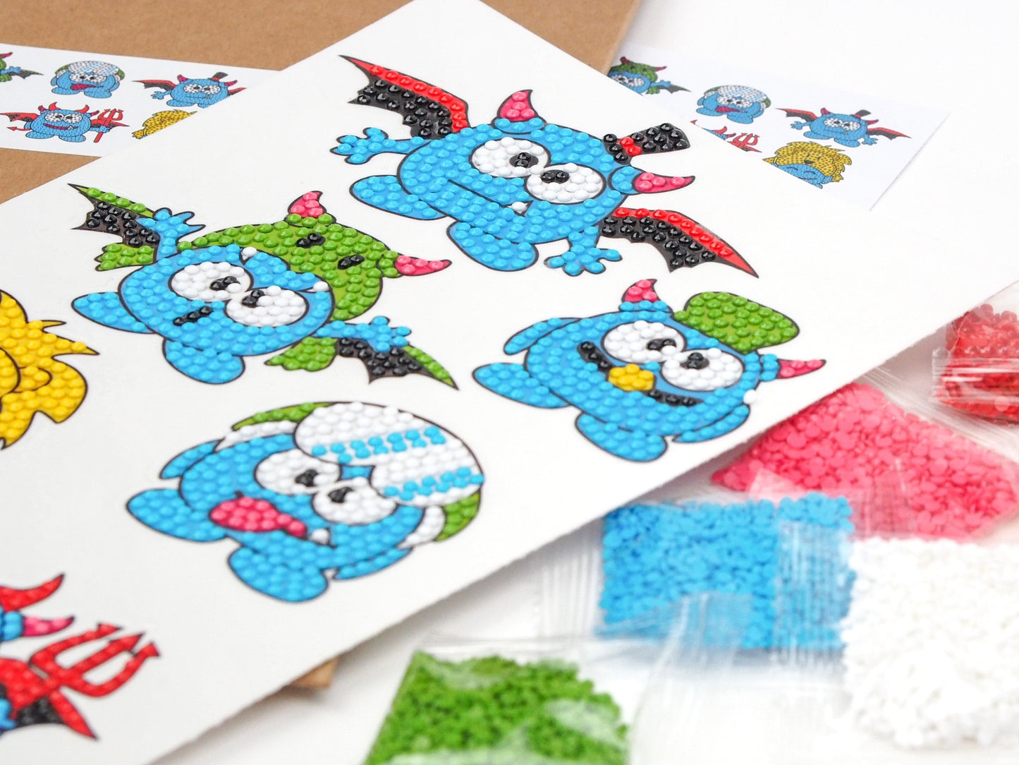 Diamond Painting Sticker - Blå Monstre