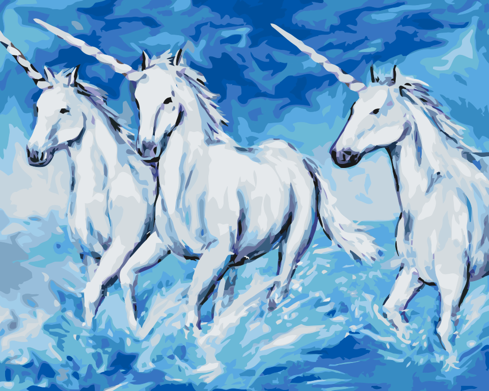 Paint by number - Enhjørninger