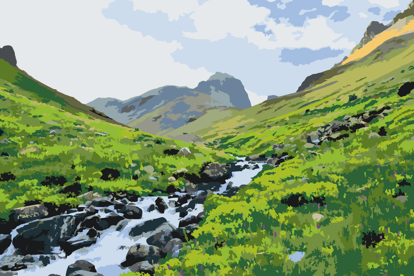 Paint by number - Bjergbækken