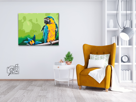 Paint by number - Papegøje og blomst