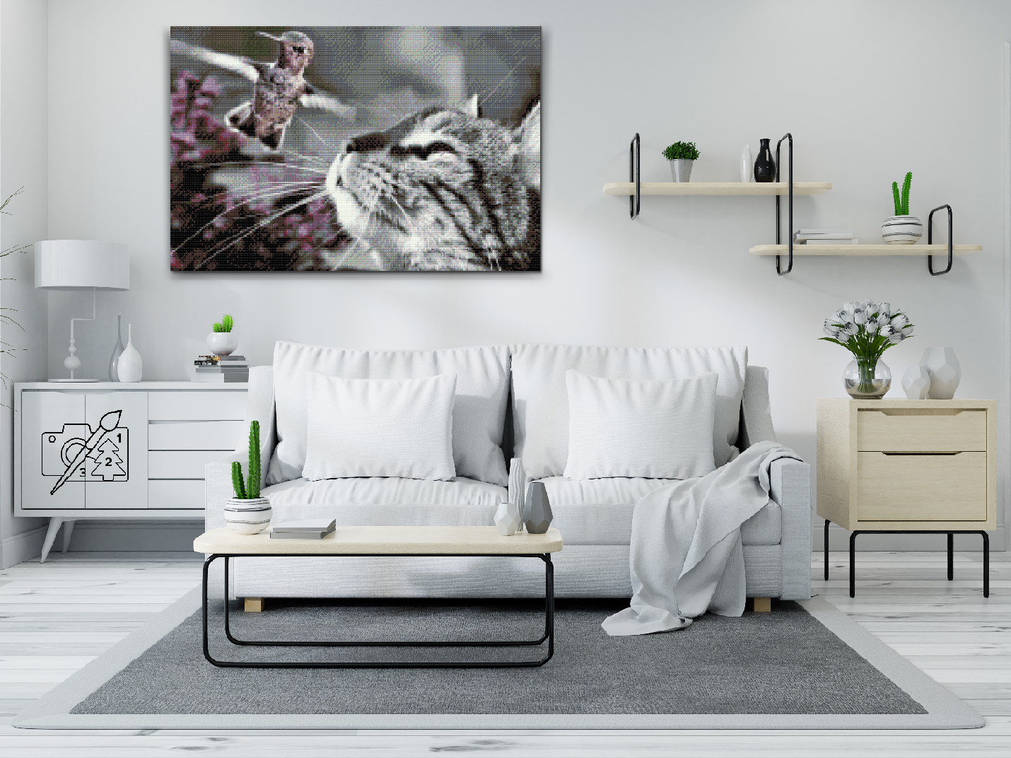 Diamond Paint - Kat og Fugl