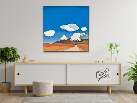 Diamond Paint - Skitsen af bjergene