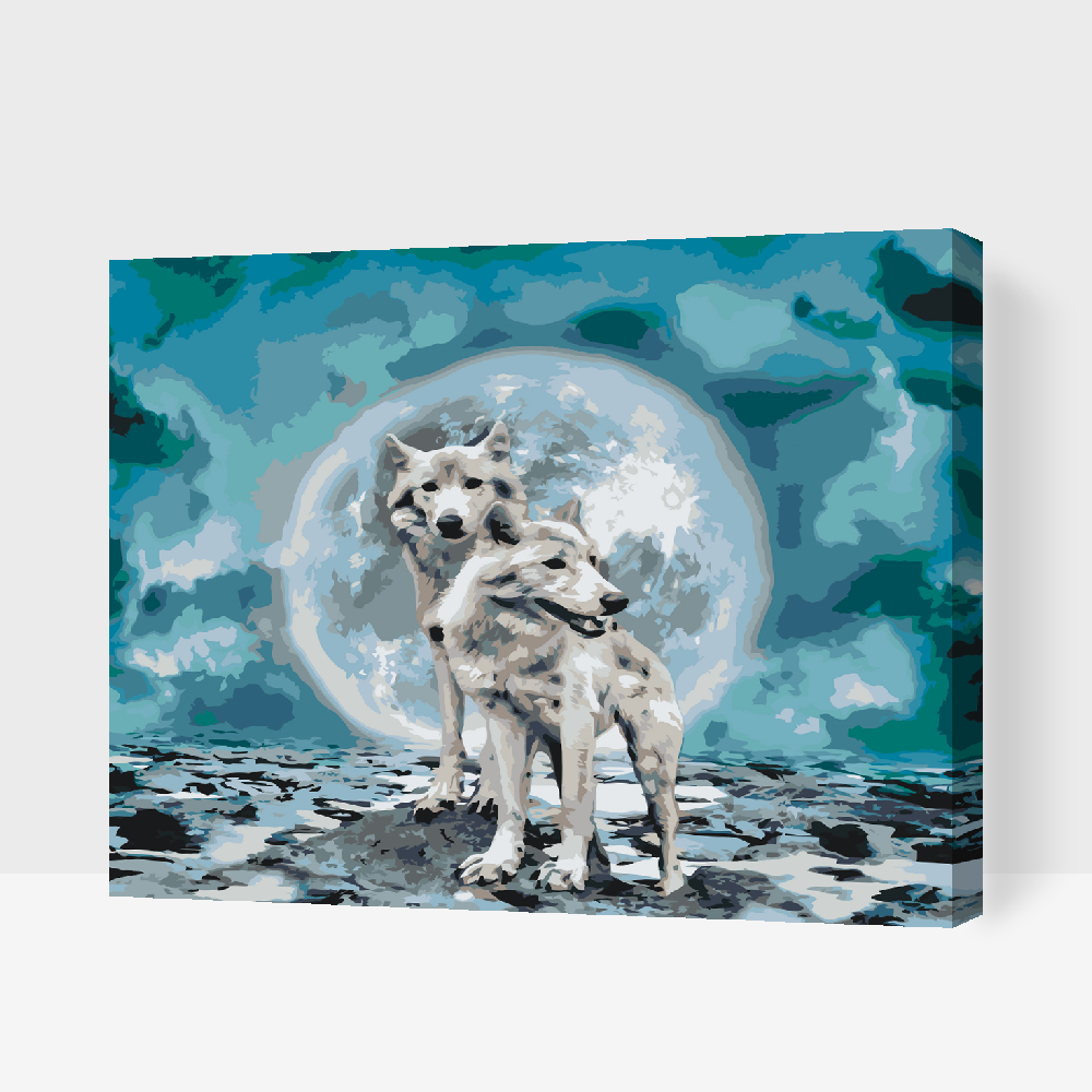 Paint by number - Hvide Ulve ved Fuldmåne