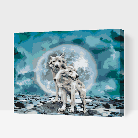 Paint by number - Hvide Ulve ved Fuldmåne