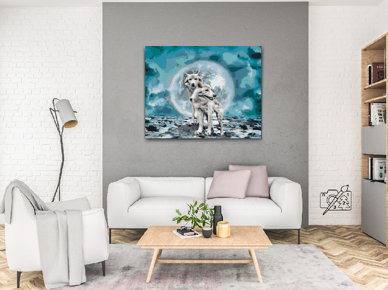 Paint by number - Hvide Ulve ved Fuldmåne