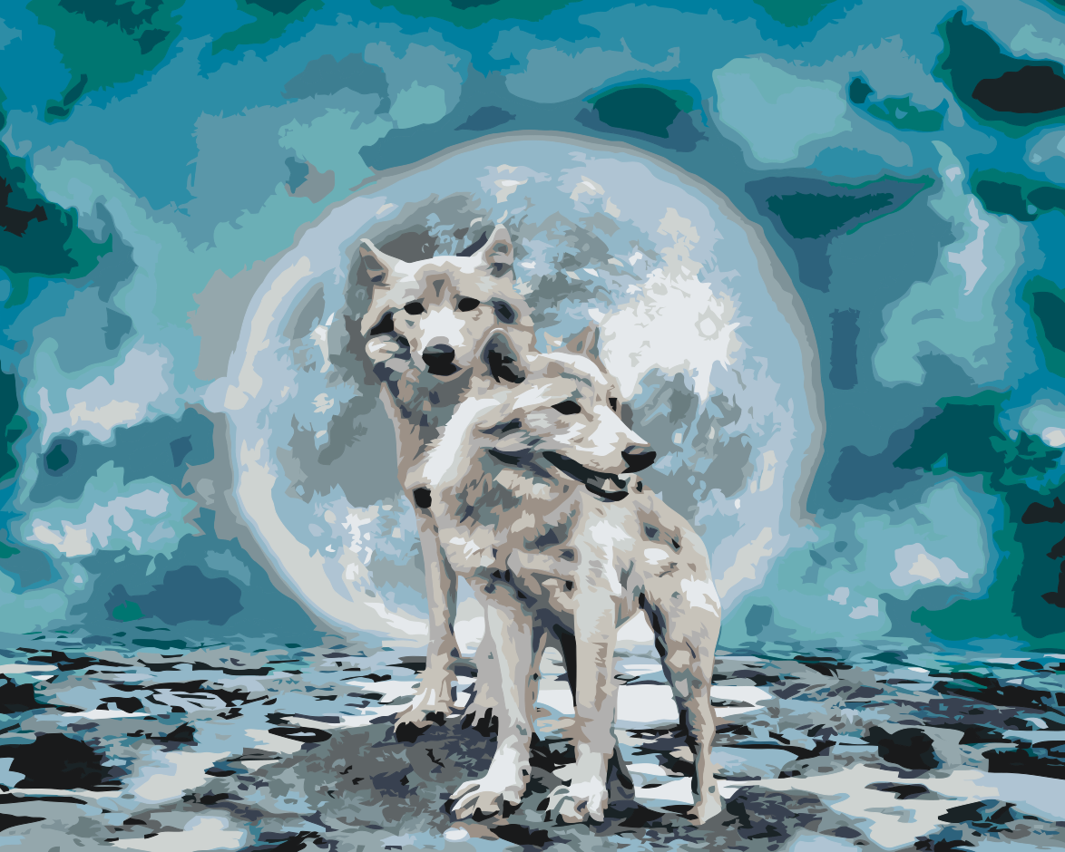 Paint by number - Hvide Ulve ved Fuldmåne