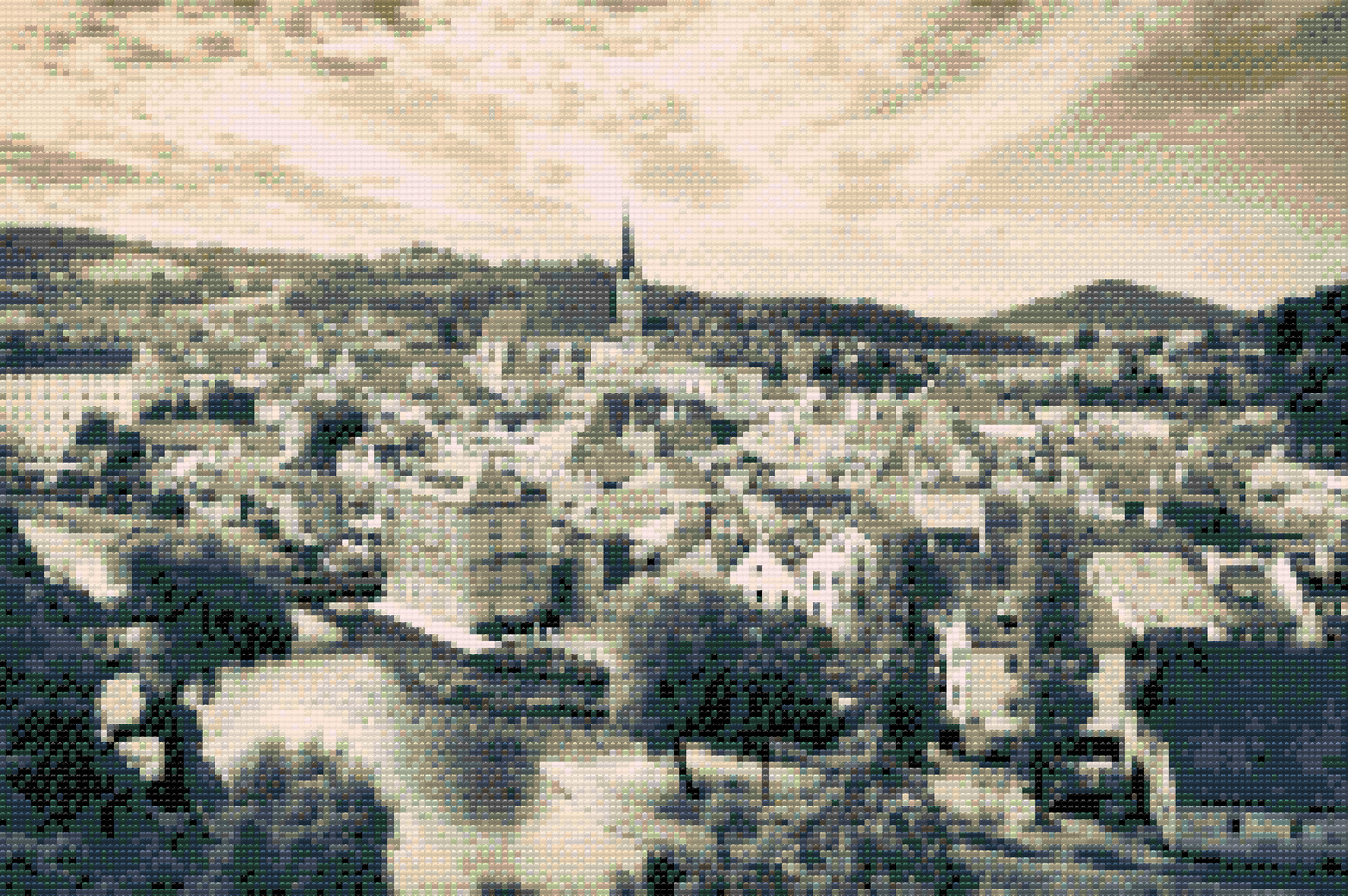 Diamond Paint - Cesky Krumlov i grå nuancer