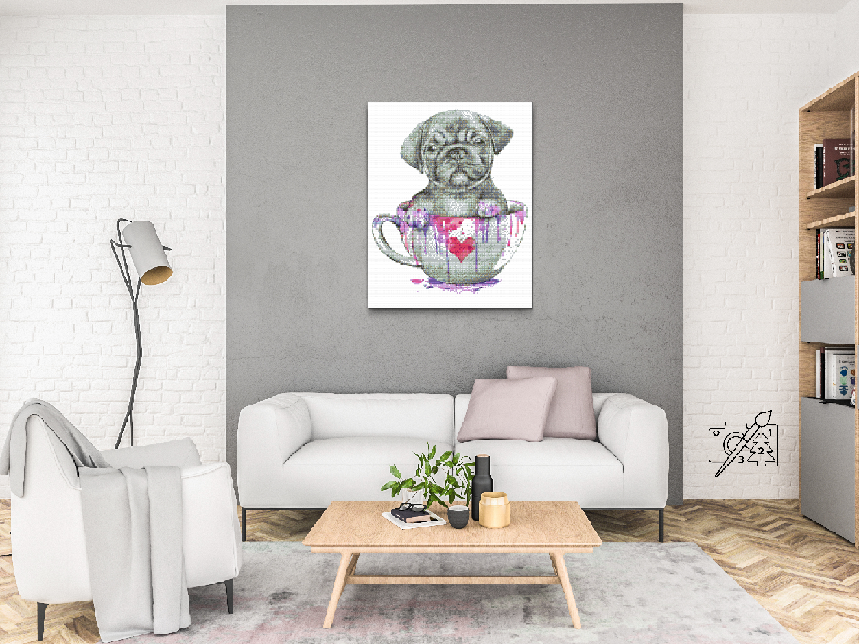 Diamond Paint - Mops i et malet krus