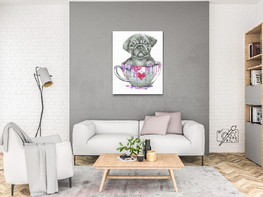Diamond Paint - Mops i et malet krus