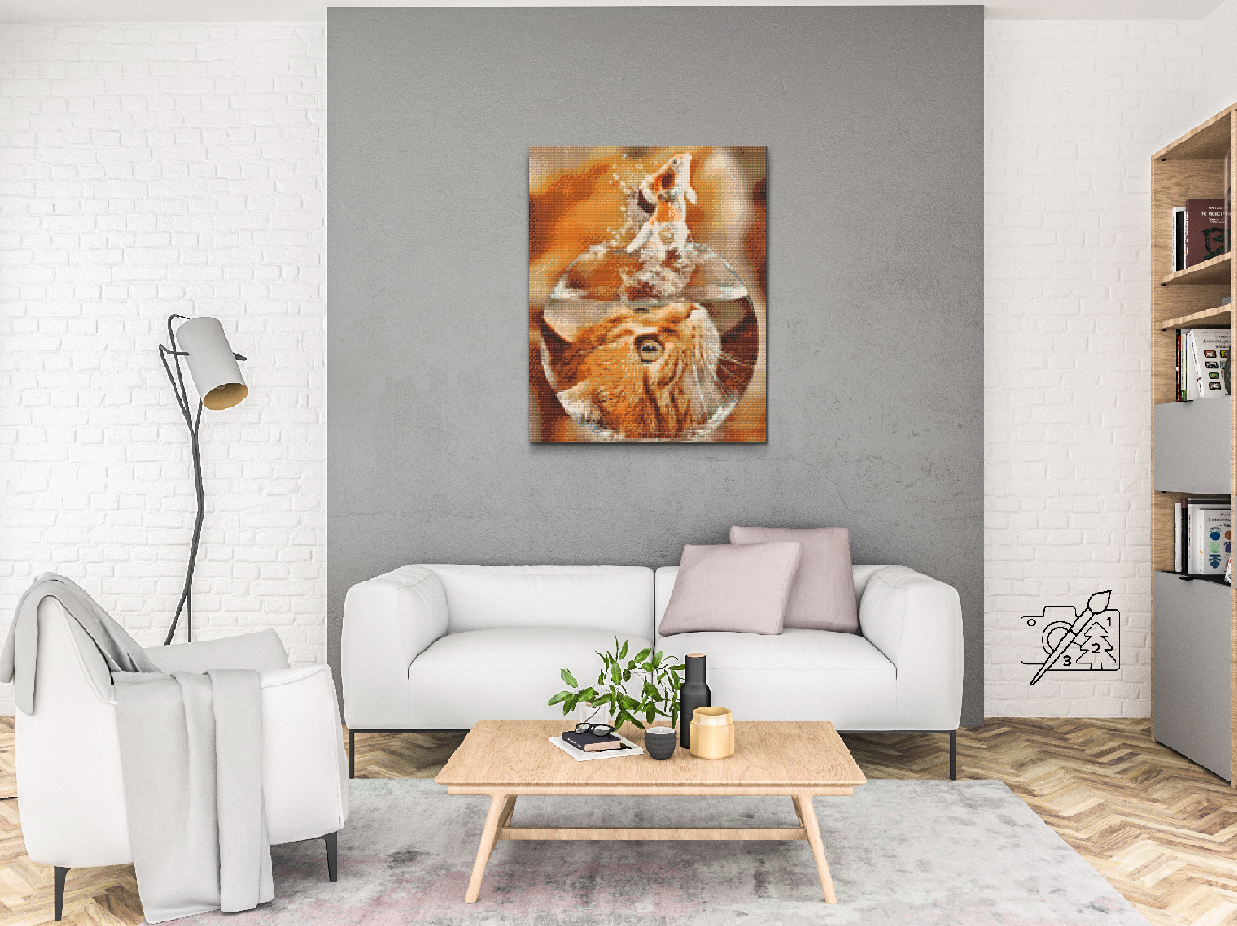 Diamond Paint - Cats View af en guldfisk