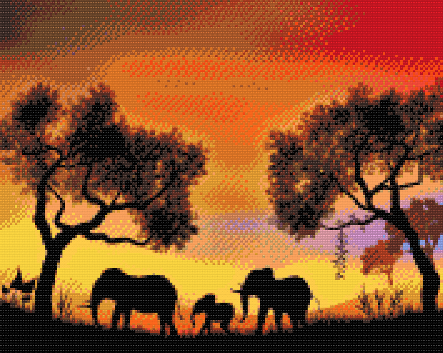 Diamond Paint - Elefantfamilien