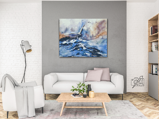 Diamond Paint - Måge, der flyver over havet