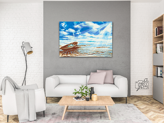 Diamond Paint - Båd ved havets kant