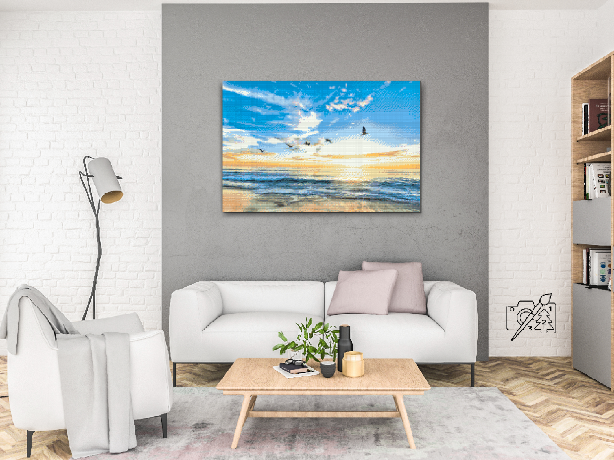 Diamond Paint - Fugle, der flyver over havet