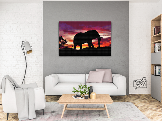 Diamond Paint - Afrikansk elefant ved solnedgang