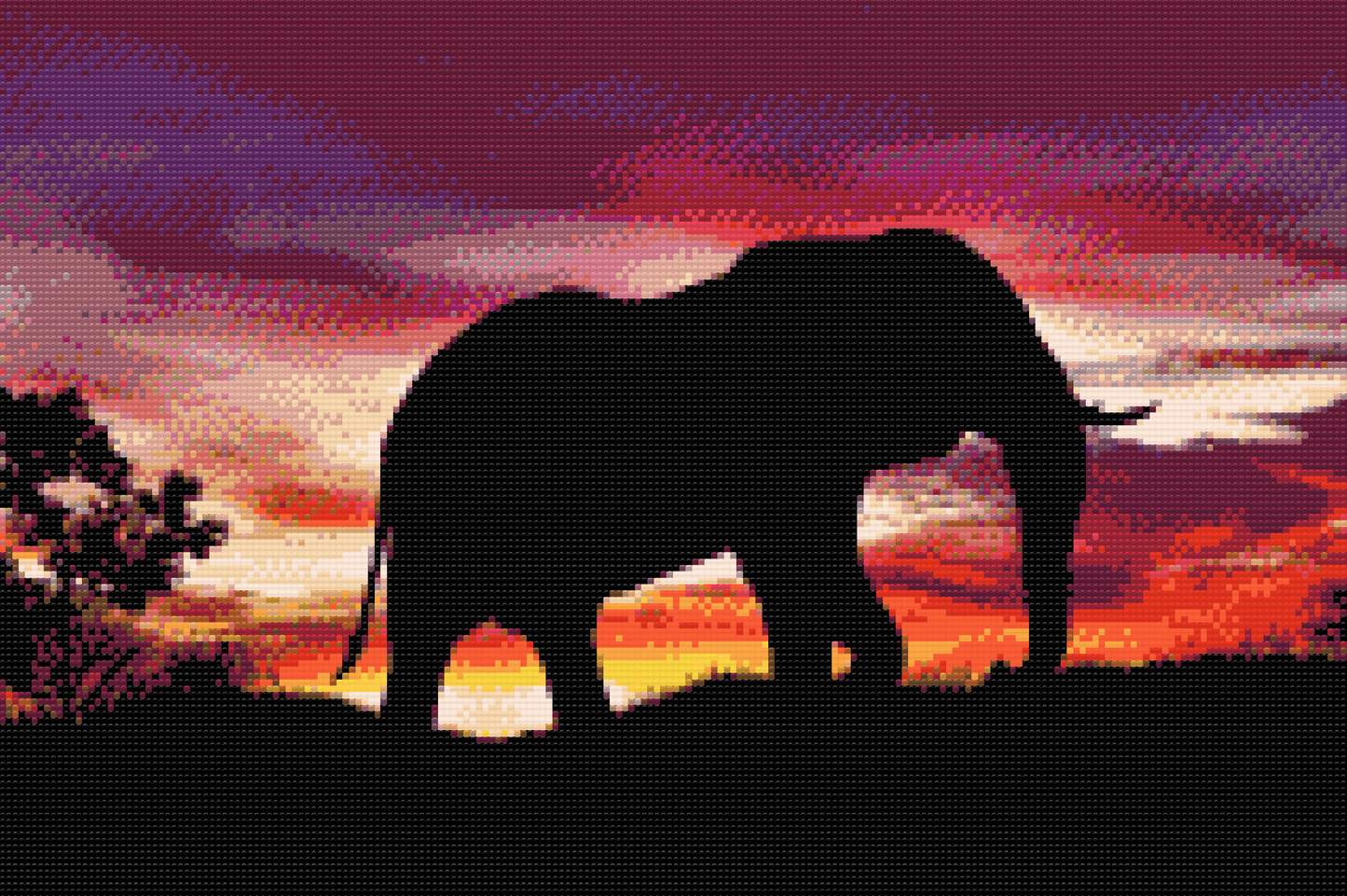 Diamond Paint - Afrikansk elefant ved solnedgang