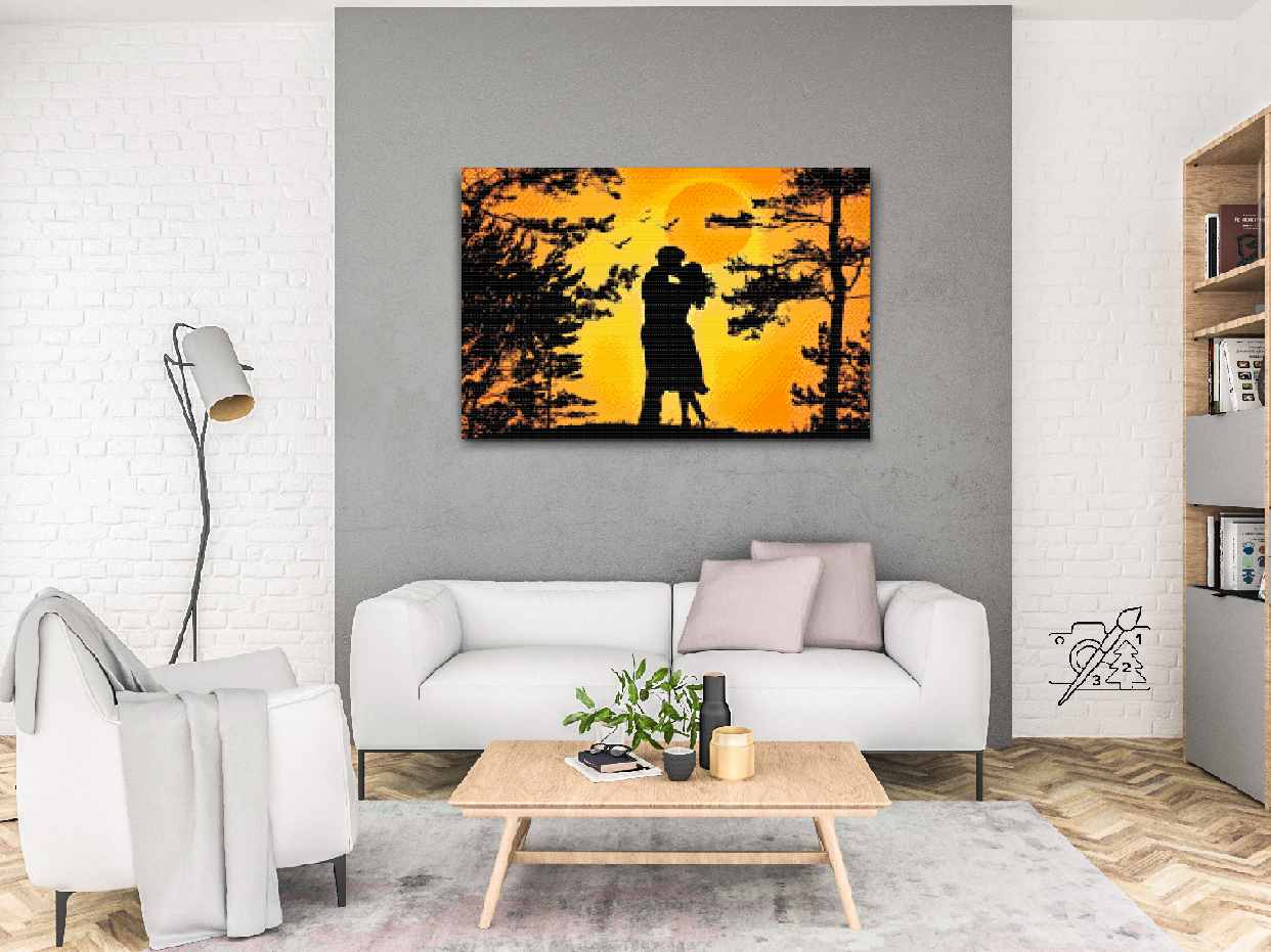 Diamond Paint - Par forelskede ved solnedgang