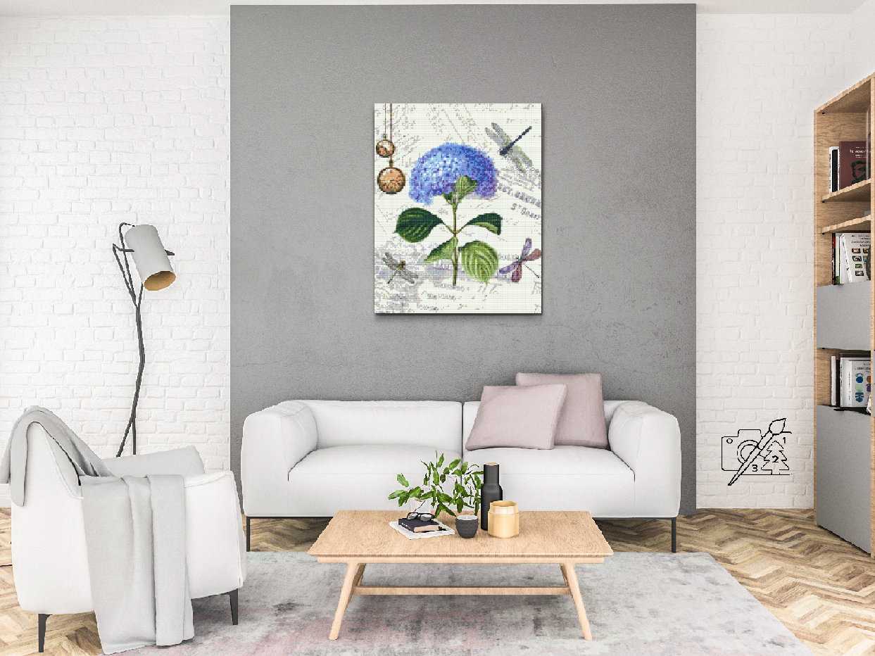 Diamond Paint - Hortensia og guldsmede