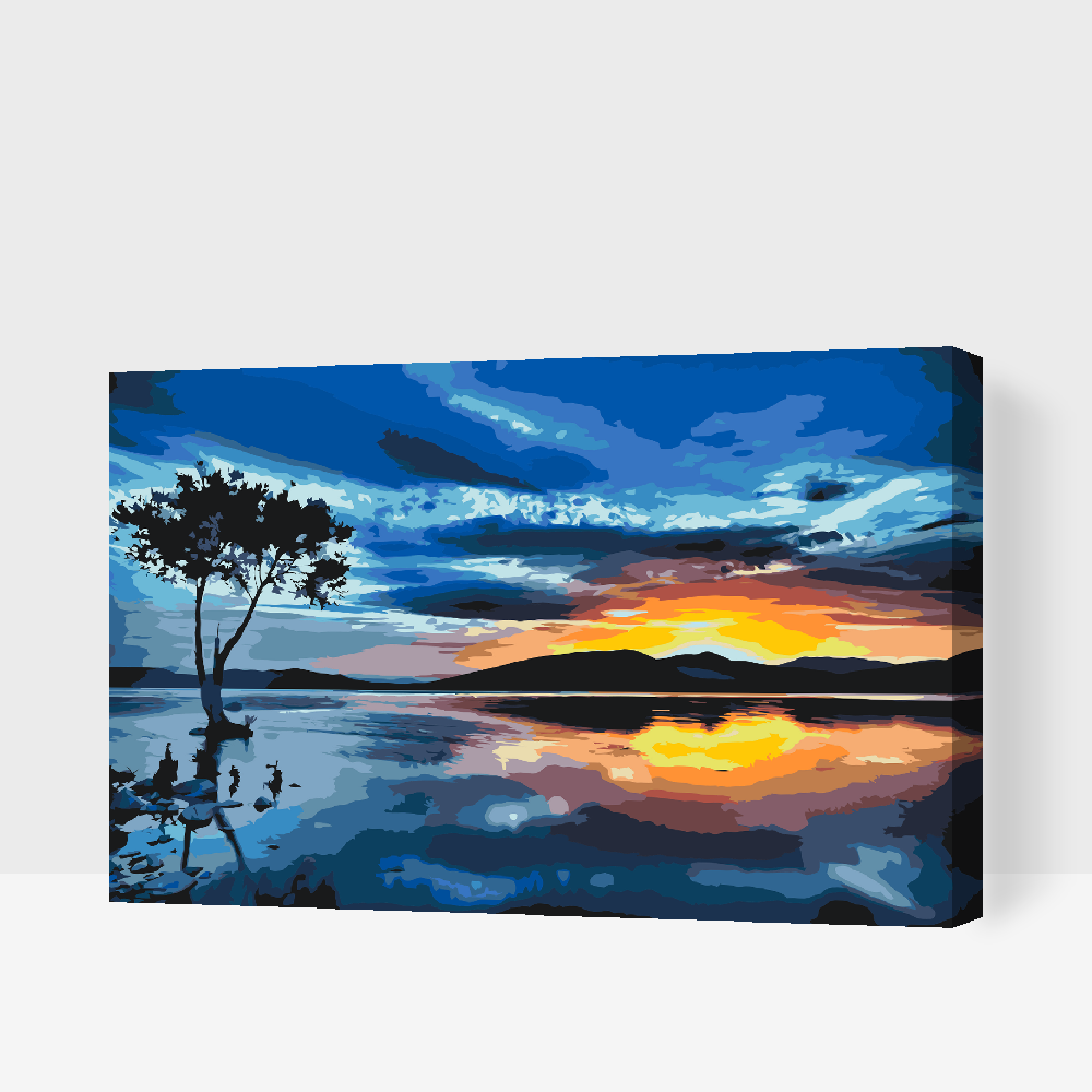 Paint by number - Solnedgang og Mørkt Træ