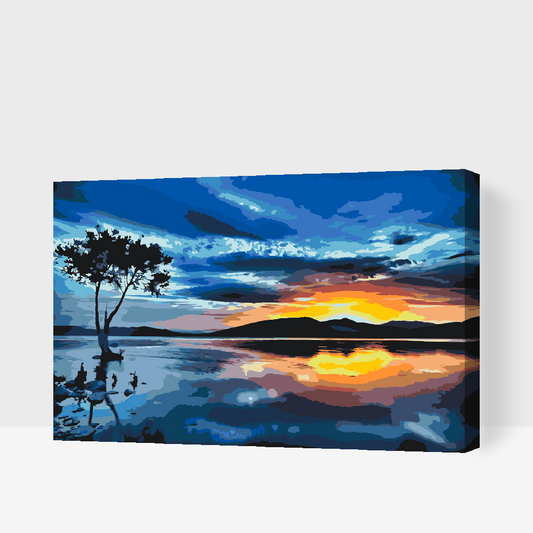 Paint by number - Solnedgang og Mørkt Træ