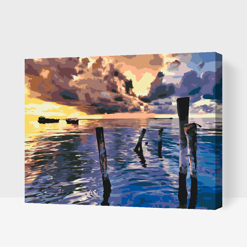 Paint by number - Stormfuld solnedgang