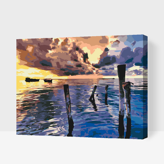 Paint by number - Stormfuld solnedgang